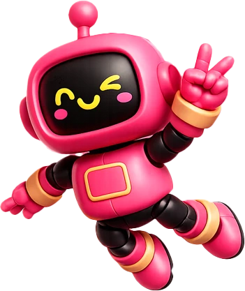 Personaje robot mascota de The Funky Factory saltando